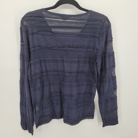 Denim & supply Ralph Lauren Womens XL navy blue blouse semi sheer lace detail - Picture 9 of 10